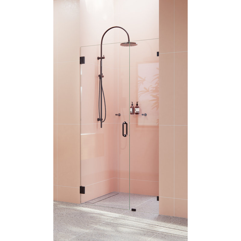 Illume 39.25 in. x 78 in. Fully Frameless Wall Hinge Shower Door, Oil Rubbed Bronze