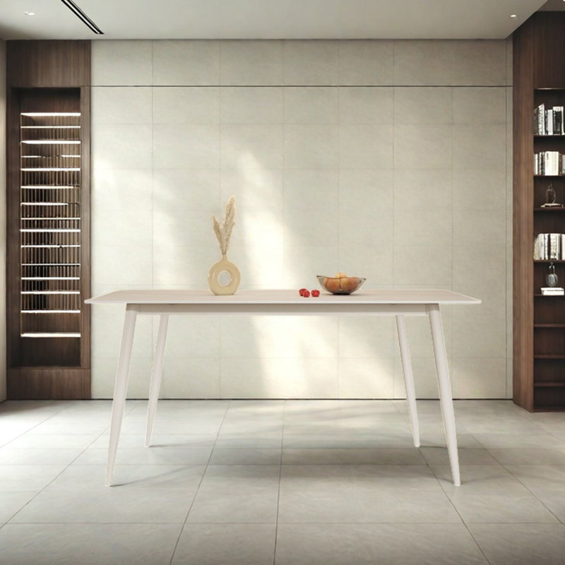Pure White Rectangular Dining Table, 29.52"H x 70.86"L x 35.43"W