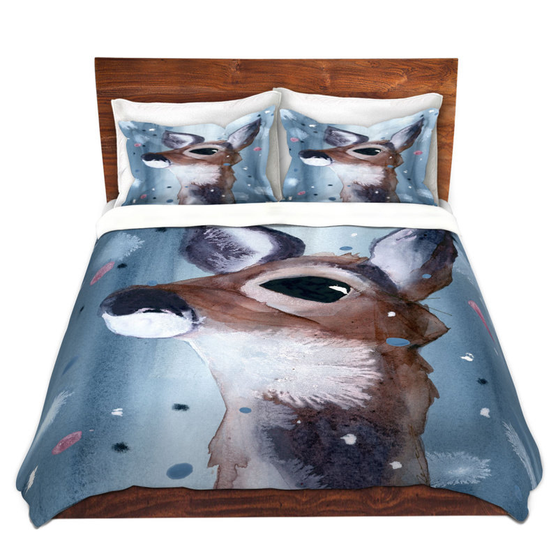 Ensemble de housse de couette en microfibre DiaNoche par Dawn Derman - Evening Snow Deer