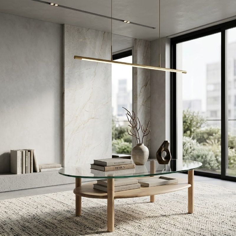 Cleo Glass Coffee Table, Natural