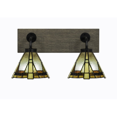 Oxbridge 2 Light Bath Bar - look Metal Finish With 7" Zion Art Glass