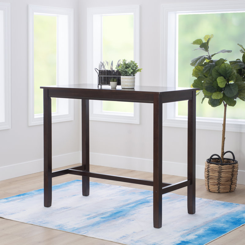 Bartonville Solid Wood Base Pub Table, Walnut, 42" H x 47.25" L x 23.75" W