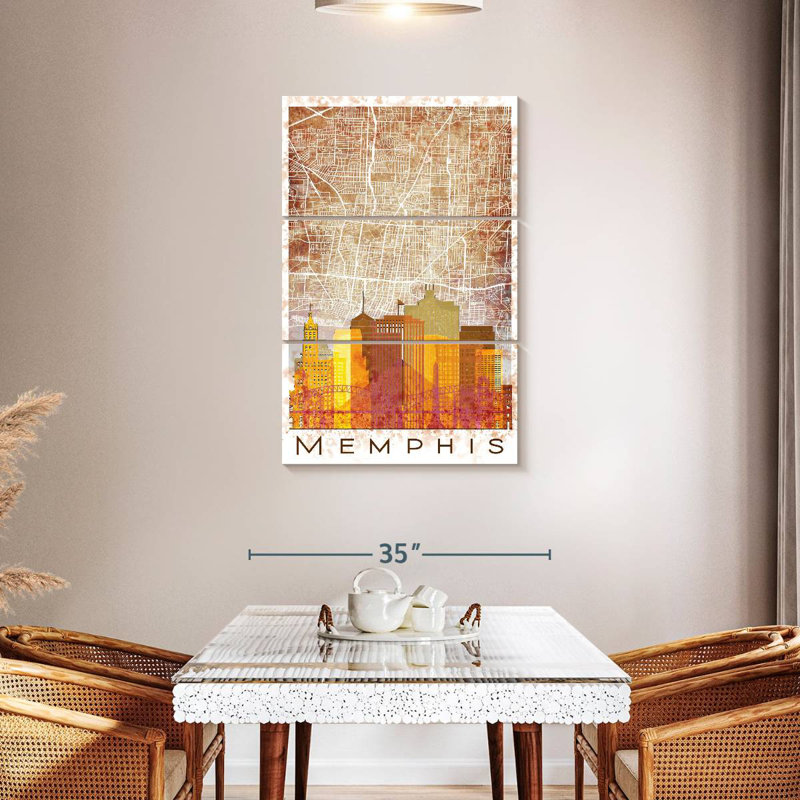 Memphis Skyline City Map, 45" H x 28" W