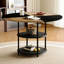 Table de salle à manger 47,3 po avec espace de rangement double couche - Design en bois et en éventail noir pour une décoration élégante de 47,3 po
