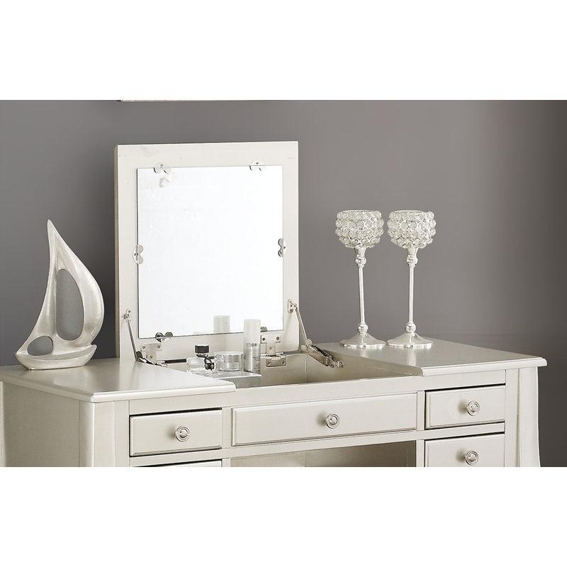 Classic Vanity Set with Stool, Silver