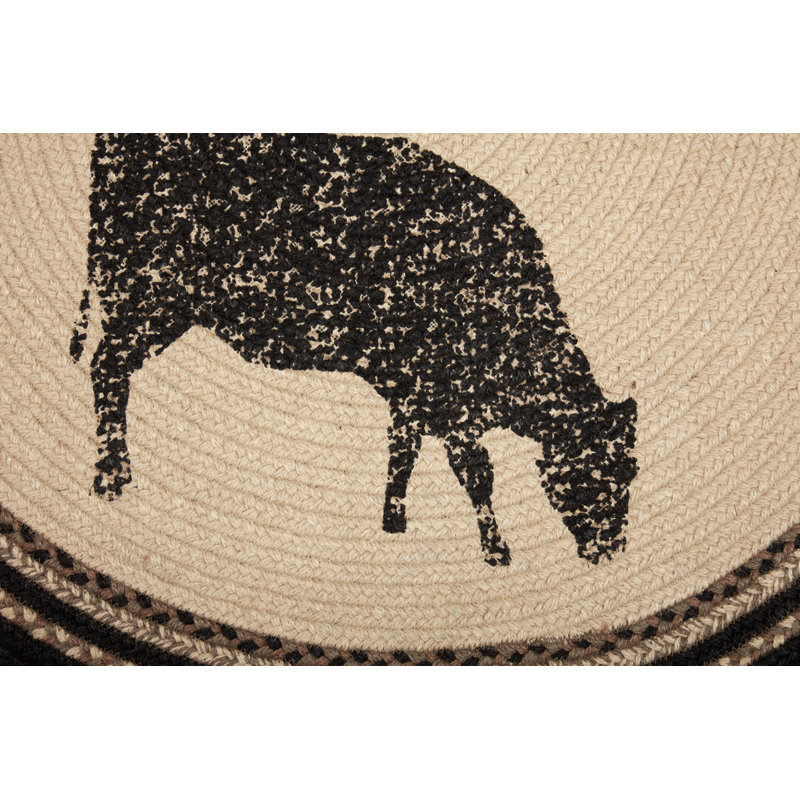  Tapis tressé blanc / asphalte / gris tressé, Demi-cercle 1 pi 4 po x 2 pi 9 po