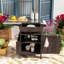 Chariot de cuisine d'extérieur avec plateau en acier inoxydable, armoire de rangement en bois de sapin massif et abattant pliable-120107487