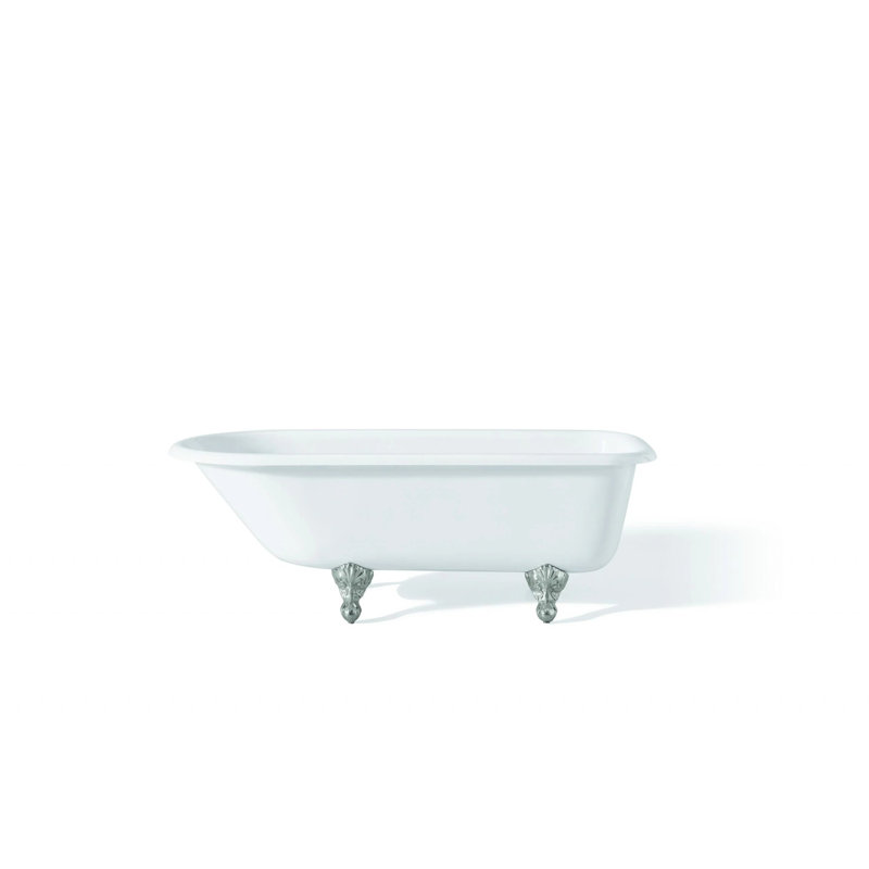 54'' L Soaking Bathtub, White Interior with White Exterior, Chrome
