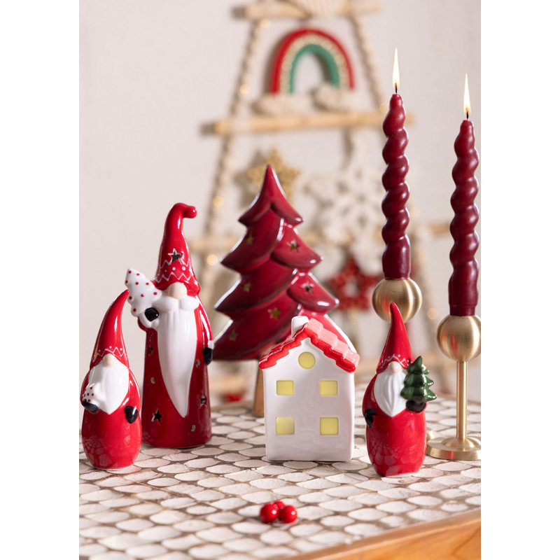 Elegant Ceramic Decorative Object, Red & White, 2.0 x 2.0 x 5.9 Inches | 100% Ceramic Material for a Stylish Touch | Perfect for Home Décor, Living Room, or Office Accent - Unique and Eye-Catching Design
