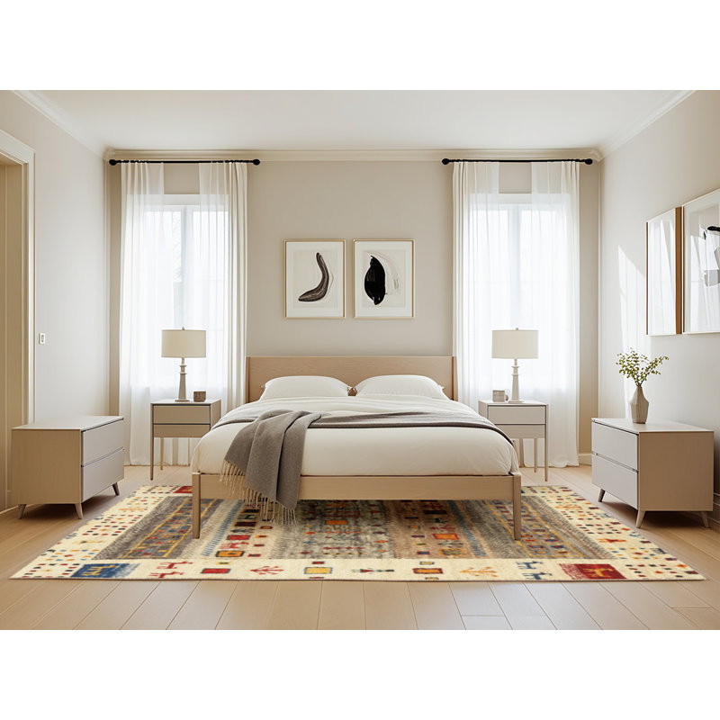 Tapis brun/vert/gris zone contemporaine, Rectangle 5 pi x 8 pi