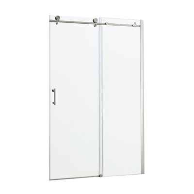 Paroi de douche coulissante simple l 48 po x H 76 po, nickel brossé