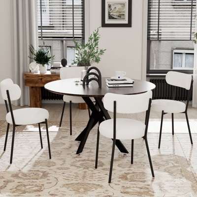 Round Pedestal Dining Set with Teddy Dining Chair by George Oliver