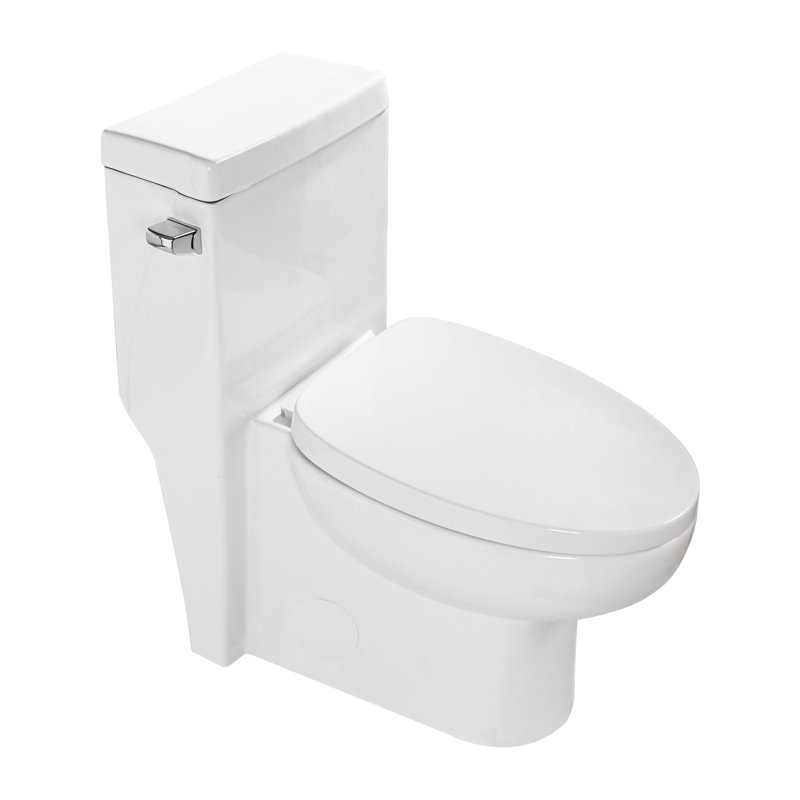 One Piece Ceramic Toilet - Skirted , Reduced Noise Flushing Modern With Soft-Close Seat High , Easy Cleaning