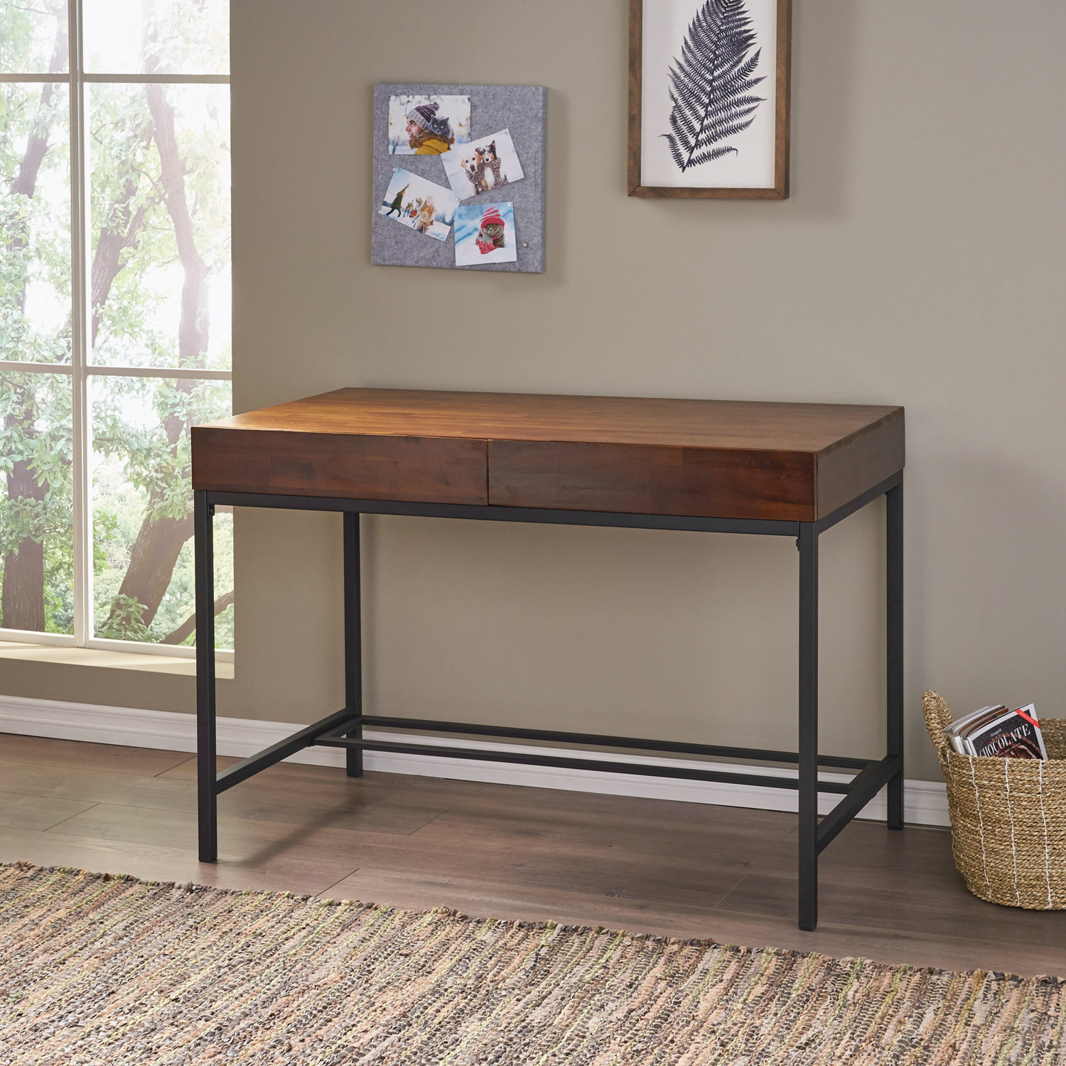 17 Stories writing desk with two drawers and metal legs - Wayfair Canada