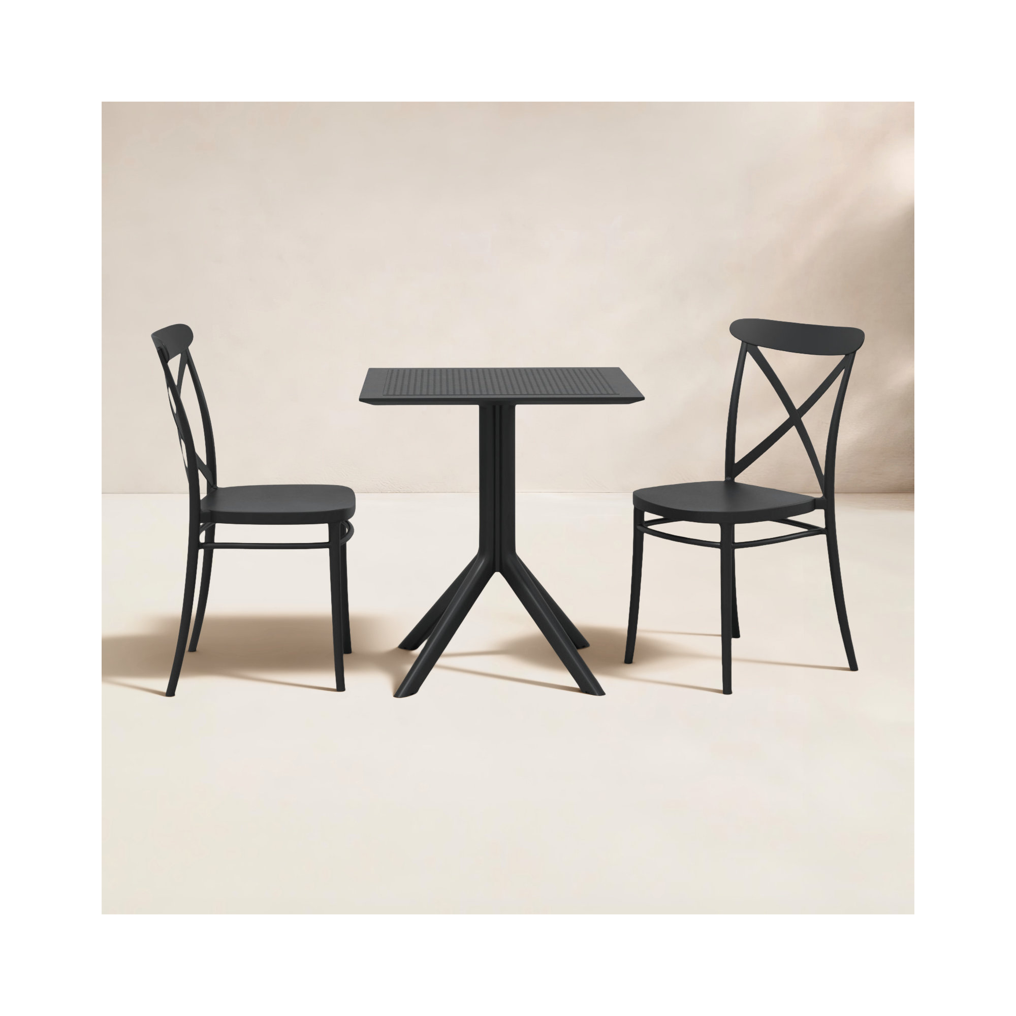 Farrah Square 2 - Person Bistro Set, Black