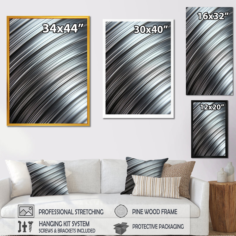 «Abstract Lines In Motion I», reproduction d'art murale abstraite, H 44 po x l 34 po x P 1,5 po, Cadre doré simple
