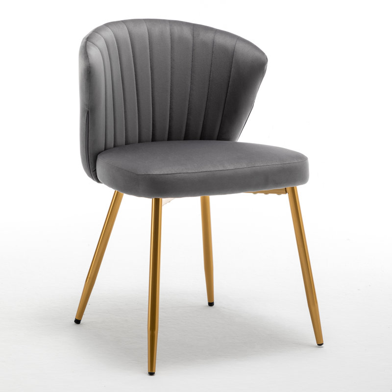 Raffinee Velvet Slipper Chair, Gray
