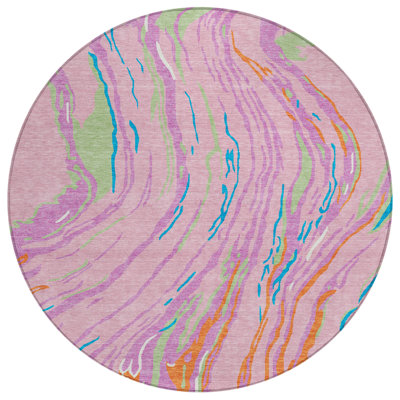 Aureva Pink Washable Indoor-Outdoor Rug - 