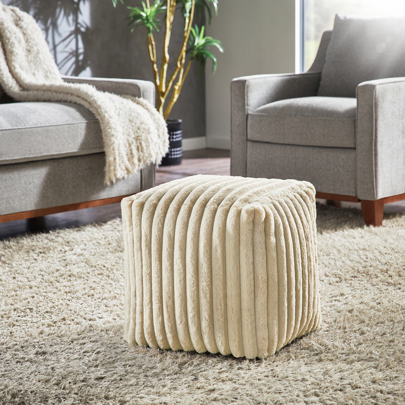Repose-pieds Doniphan, Taupe Solid Furry Fabric