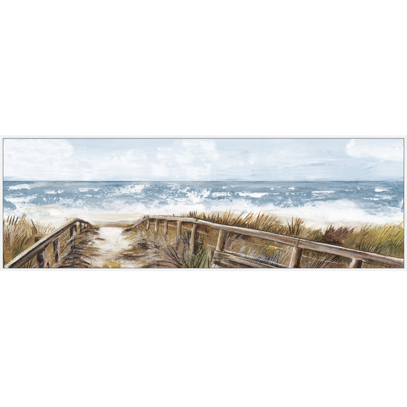 «Ocean Waves Crashing» par Marmont Hill - peinture panoramique sur cadre flottant, H 10 po x l 30 po x P 1,5 po
