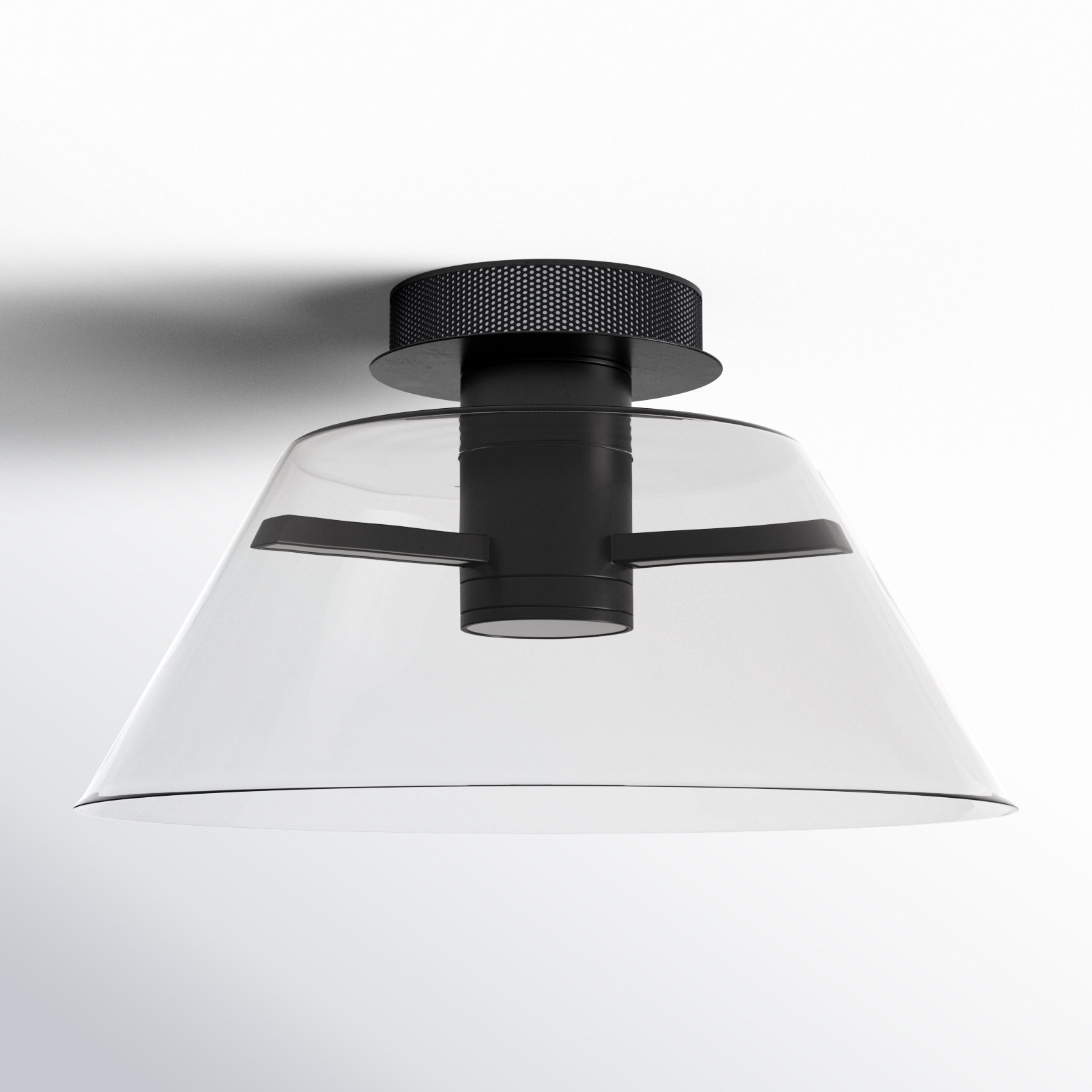 Hales 17" Single Light Semi Flush Mount, Matte Black