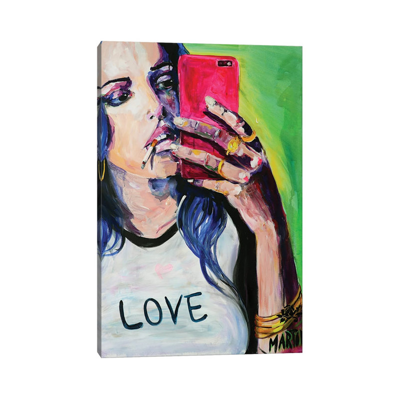 Selfie Queen 1 Piece Wrapped Canvas Painting, 101.6 cm H x 66.04 cm W x 1.91 cm D