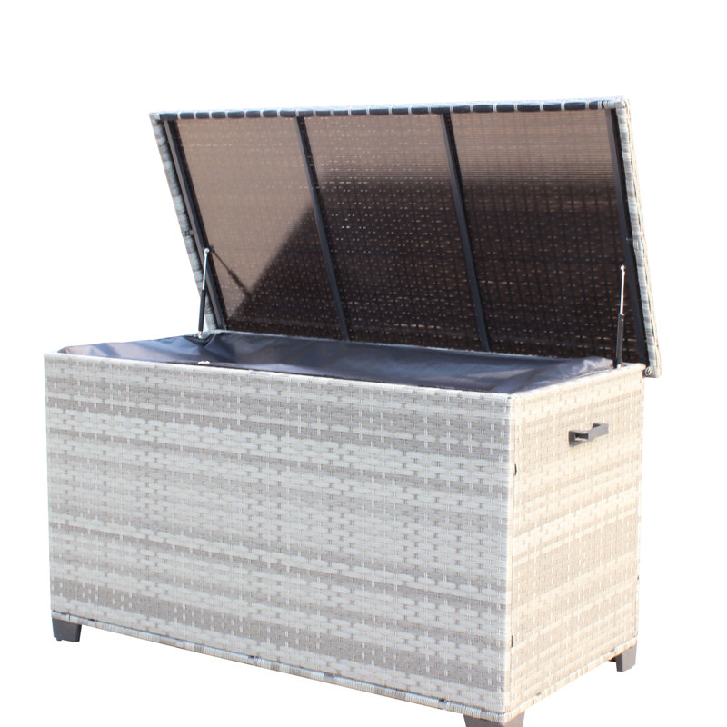 Large Grey Patio Storage - 148 Gallon Capacity. Enhanced Lid Strength. Interior. Mobility Handles. Pe And Iron. Assembly Required Box In Reinforced For Durability. Easy With Steel.