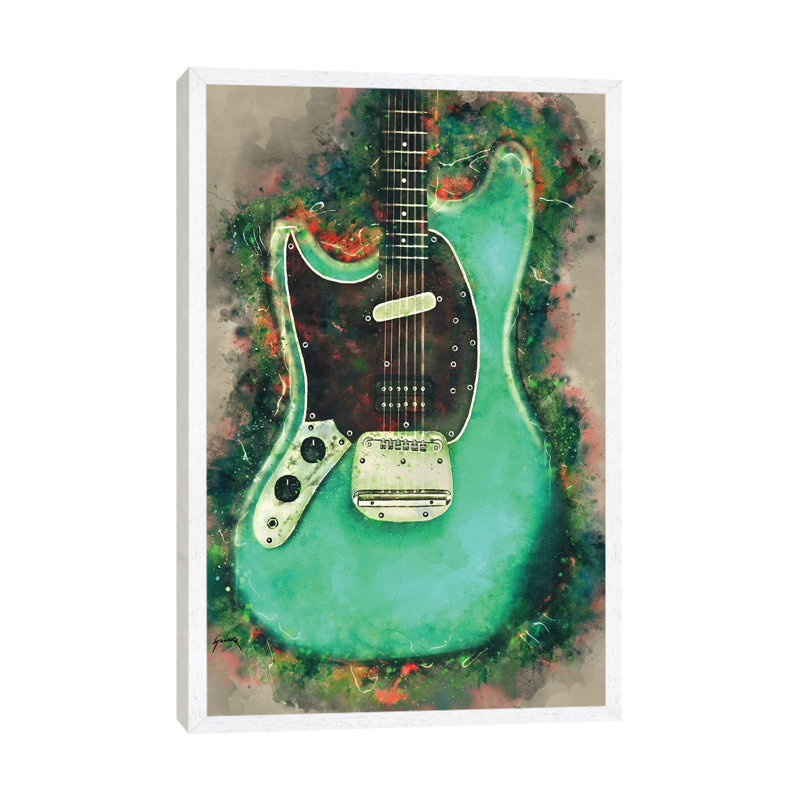 Kurt Cobain's Electric Guitar - Print on Canvas, 66.04 cm H x 45.72 cm W, White Framed