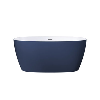 59'' X 31.5'' Freestanding Soaking Acrylic Bathtub, Matte Blue