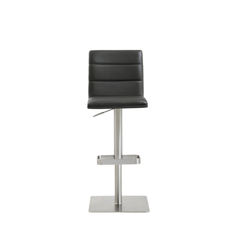 Nebahat Swivel Upholstered Adjustable Height Counter Stool with Metal Frame, Dark Gray