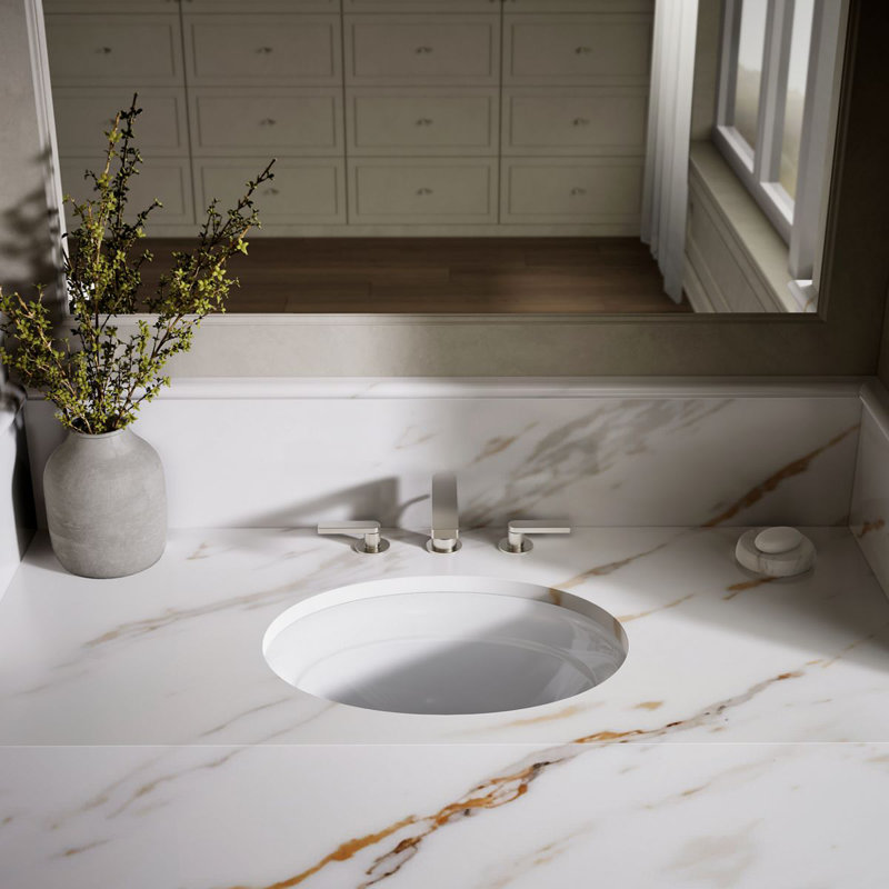 Serif Metal Oval Undermount Bathroom Sink, White
