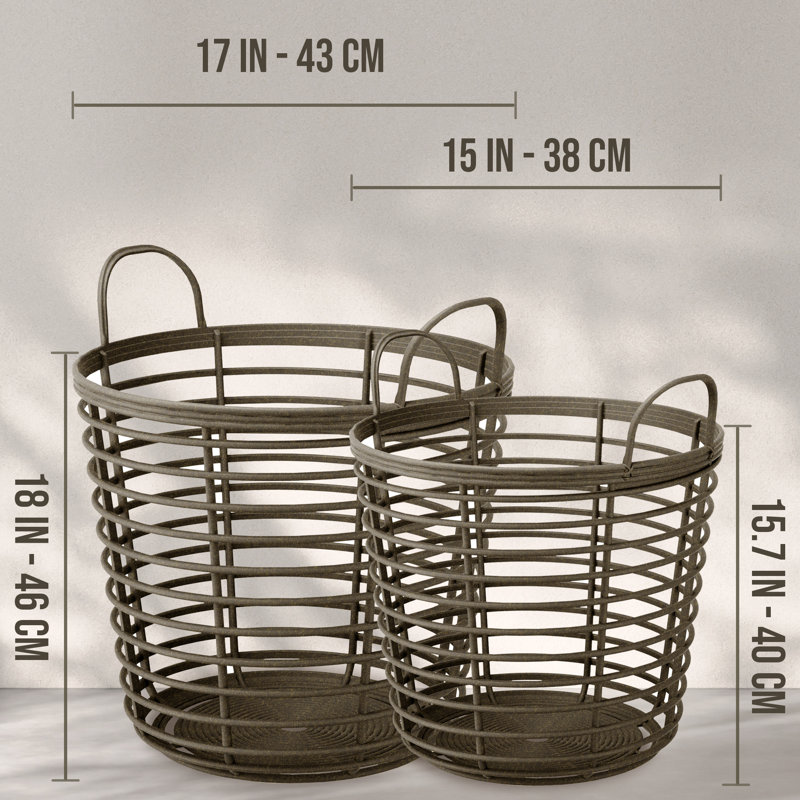  Paniers de rangement Oaka, Bois brun