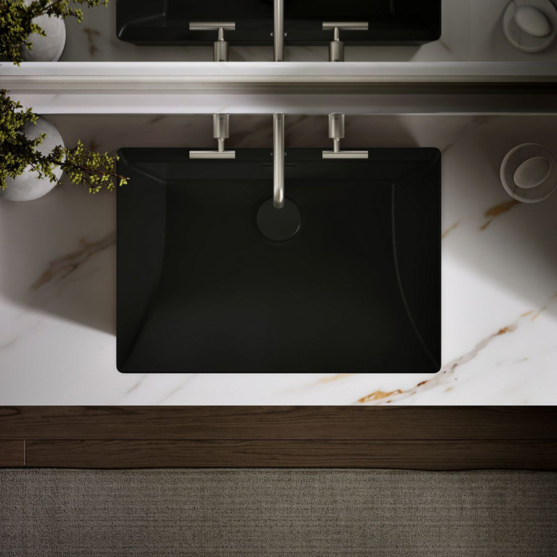 Brazn Rectangle Vessel Bathroom Sink, Honed Black, Honed Black