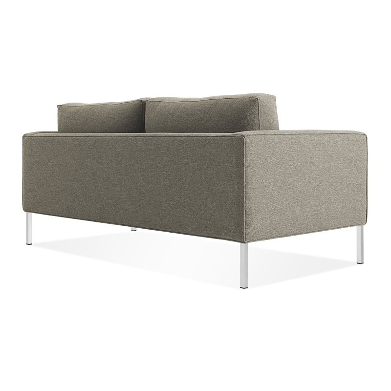 Paramount Sofa, Sanford Black Polyester Blend, Stainless Steel, 32" H x 95" W x 34" D