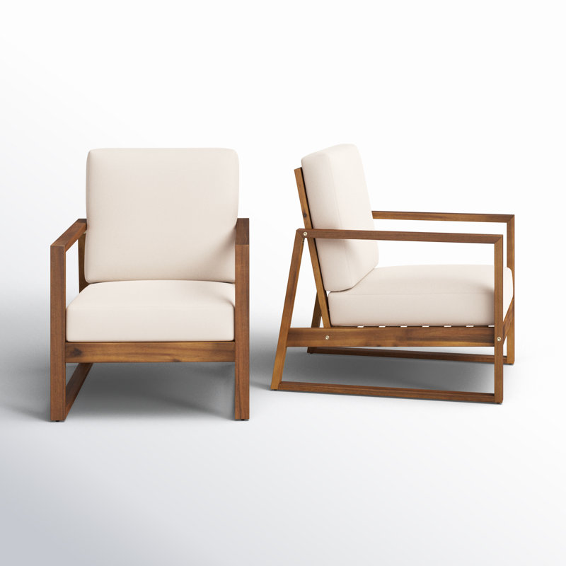 Arilynn Outdoor Lounge Chair, Teak Frame / Beige Cushion