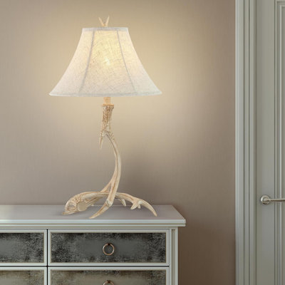 Rustic Resin Led Table Lamp With Antler Design, Energy-Saving Led Bulb Included, Perfect For Bedroom, Living Room, Office, And Dorm