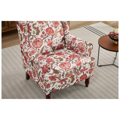 Fauteuil d'appoint en bois massif à motif floral l 29,5 po x P 28 po x H 37,8 po HDA Modern