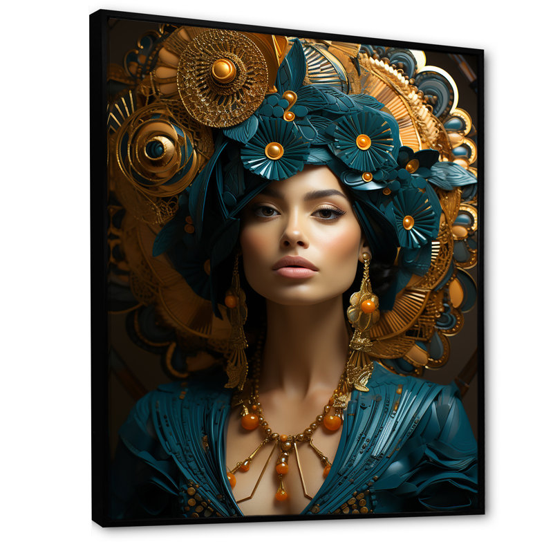 "Femme déesse Aura bleue dévoilée II", Cadre flottant noir, H 40 po x l 30 po x P 1,5 po