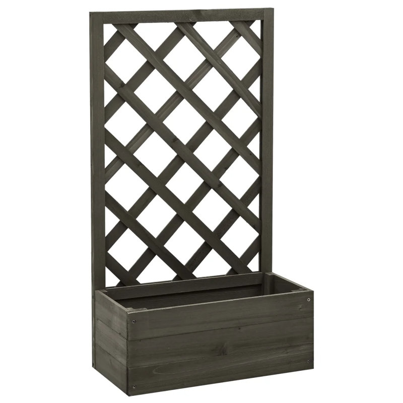 Dakota Fields Garden Trellis Planter Orange 50X25x90 Cm Solid Firwood, Grey