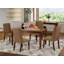 Ensemble de salle à manger 7 pièces comprenant une table de salle à manger rectangulaire et 6 chaises Parson rembourrées en tissu brun, acajou-106914947-109975837-109975836