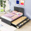 Upholstered Platform Bed with Twin Trundle and 3 Storage Drawers-19470078-19470076