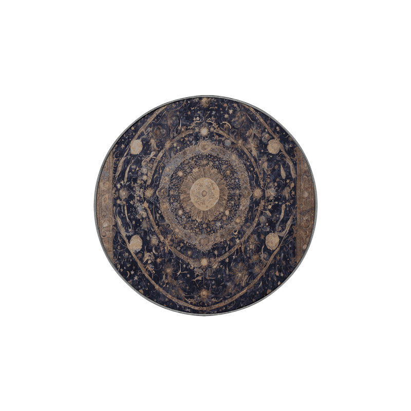 Tapis gris lavable à la machine, Rond 8 pi