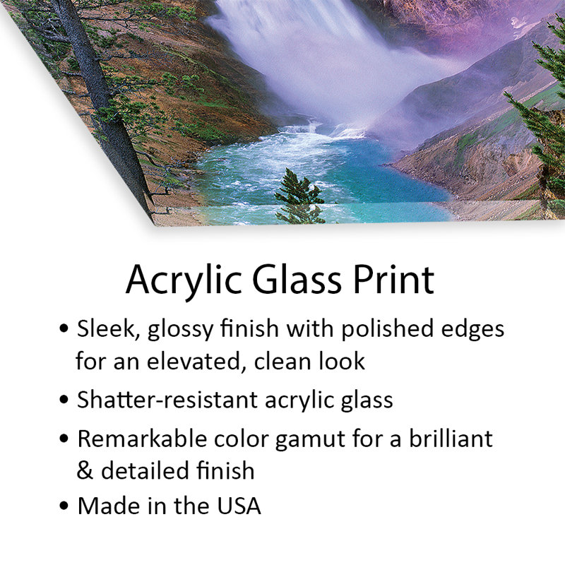 Impression sur verre acrylique, parc national de Yellowstone, Yellowstone Falls, Yellowstone