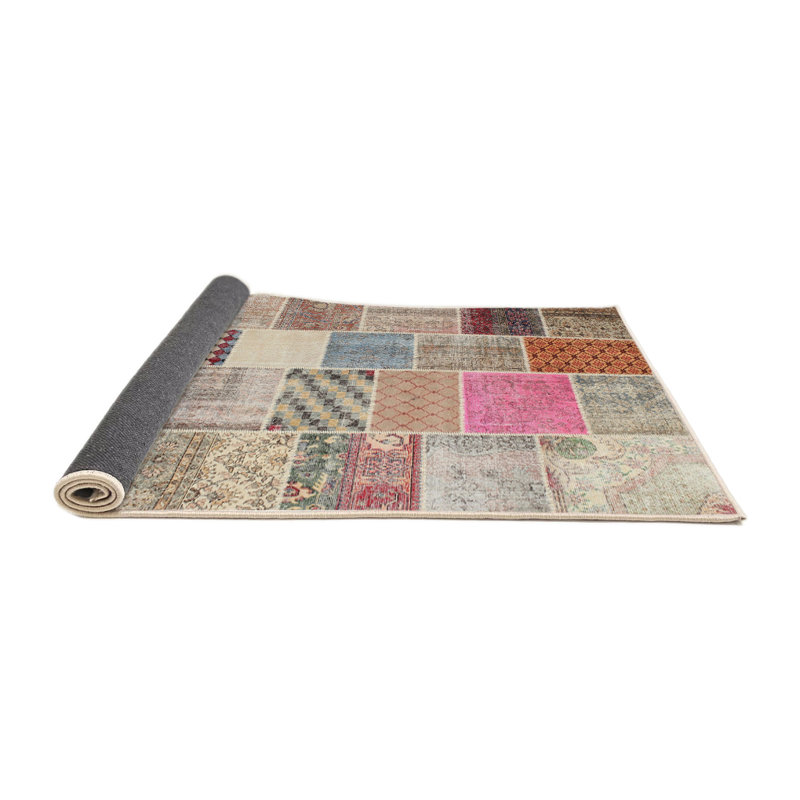 Tapis gris/beige/brun contemporain, Rond 8 pi