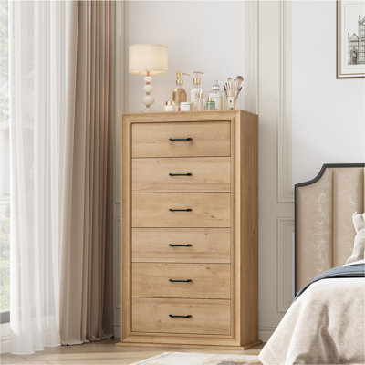 Arihana 53''H Vintage 6-Drawer Tall Dresser - Rustic Engineered Wood Chest with Fluted Detailing & Metal Handles, Space-Saving Vertical Design, Anti-Tip Kit Included, Multi-Functional Storage for Bedroom/Entryway