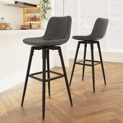24" & 28" Swivel Faux Leather Modern Dining Bartools Stools (2PC)