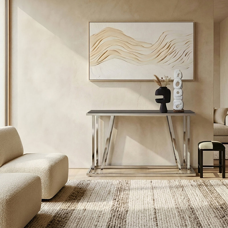 130cm Glass Top Console Table