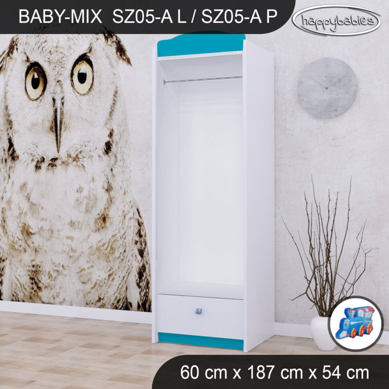 Choo-choo 1 Door Wardrobe, Blue