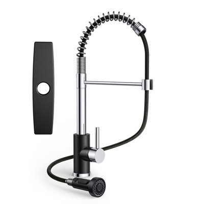 Commercial Style Pull Down Kitchen Faucet, Single Handle Spring Spout Kitchen Sink Faucet with3-Function Sprayer