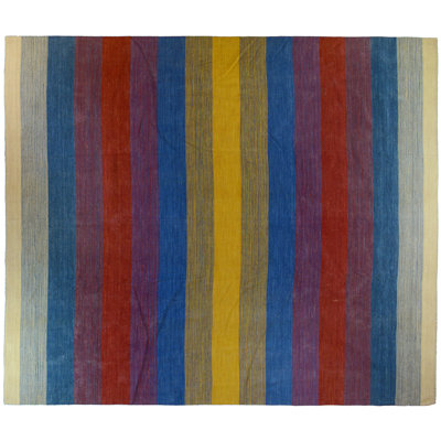 Tapis unique en laine noué à la main rouge / bleu / jaune / beige 12 pi x 15 pi